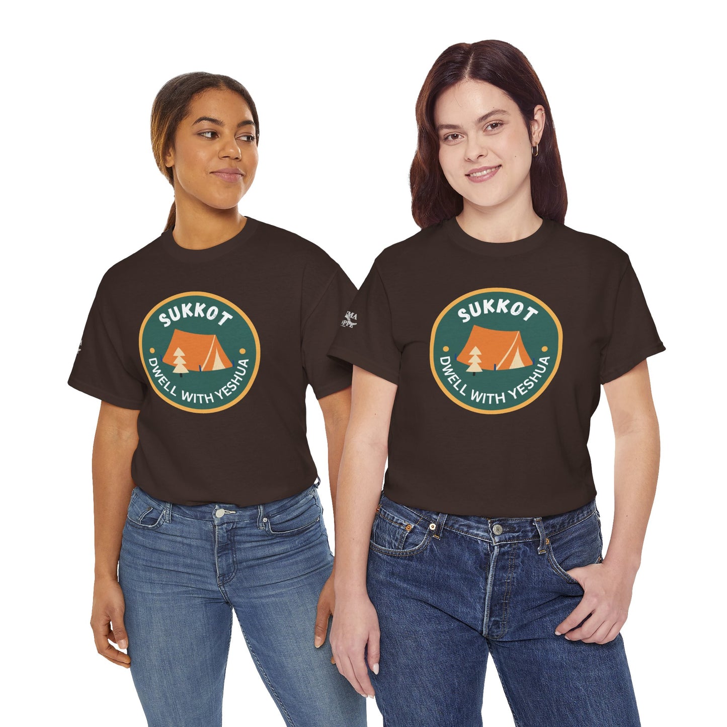 Sukkot Camping Tee — “Dwell With Yeshua” Biblical Feast T‑Shirt