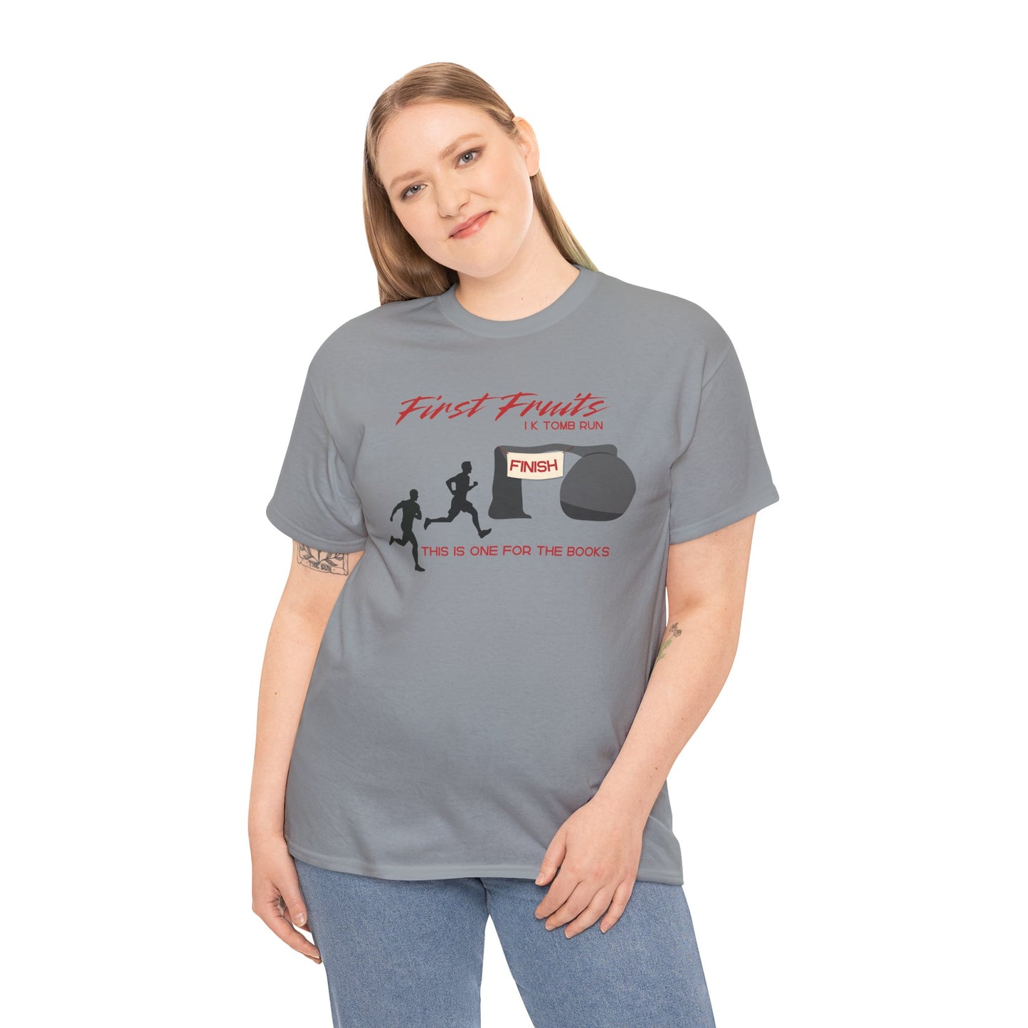 First Fruits 1k Tomb Run Unisex Tee - Funny Biblical Design