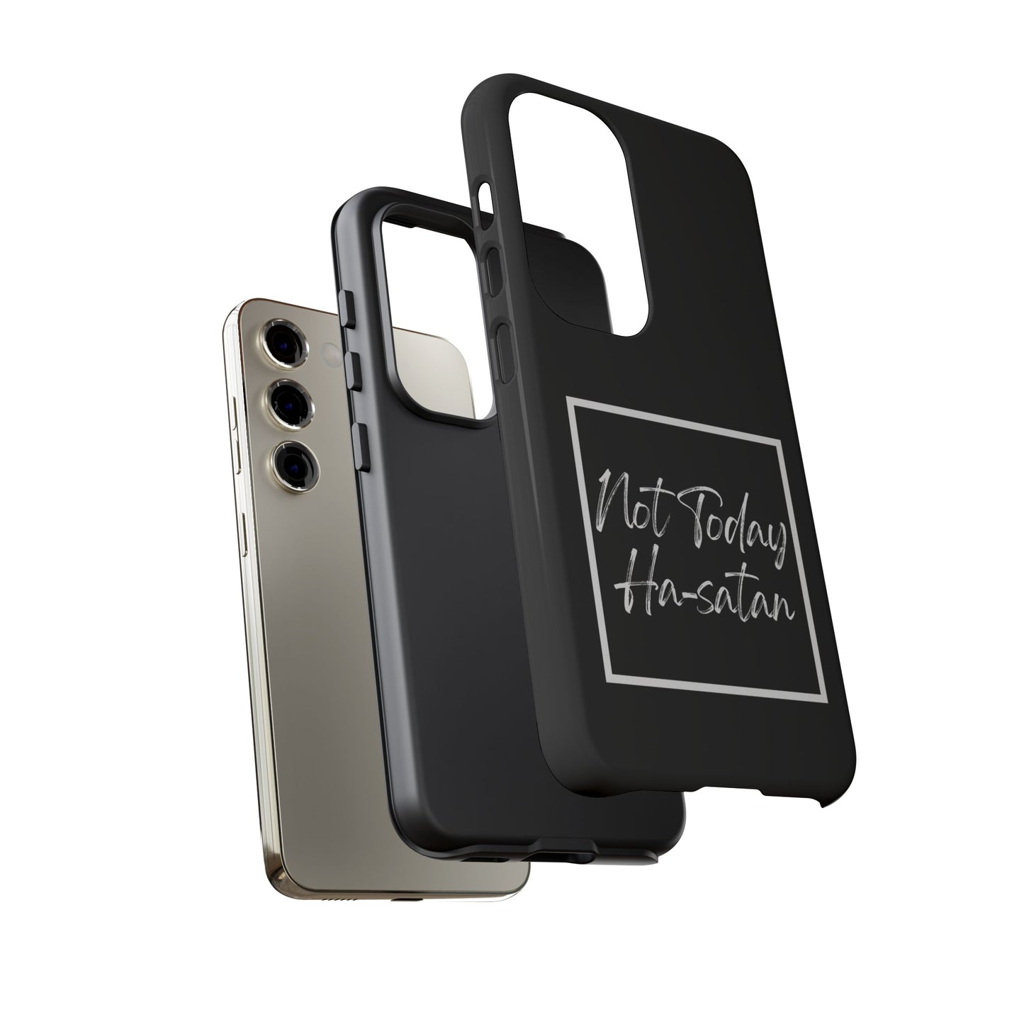 Phone Case- “Not Today Ha-satan” Black Tough Protective Cover Hebrew Humor