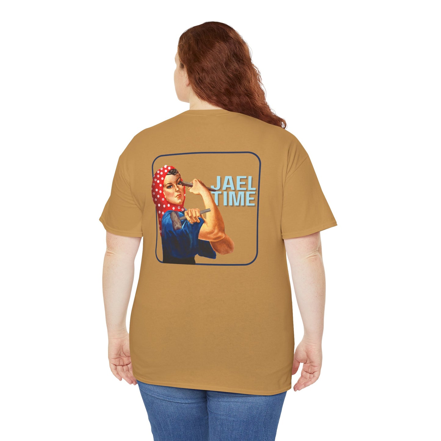 'Jael Time' Humorous Bible Story T-Shirt with Tent Peg and Hammer Design Cotton Tee