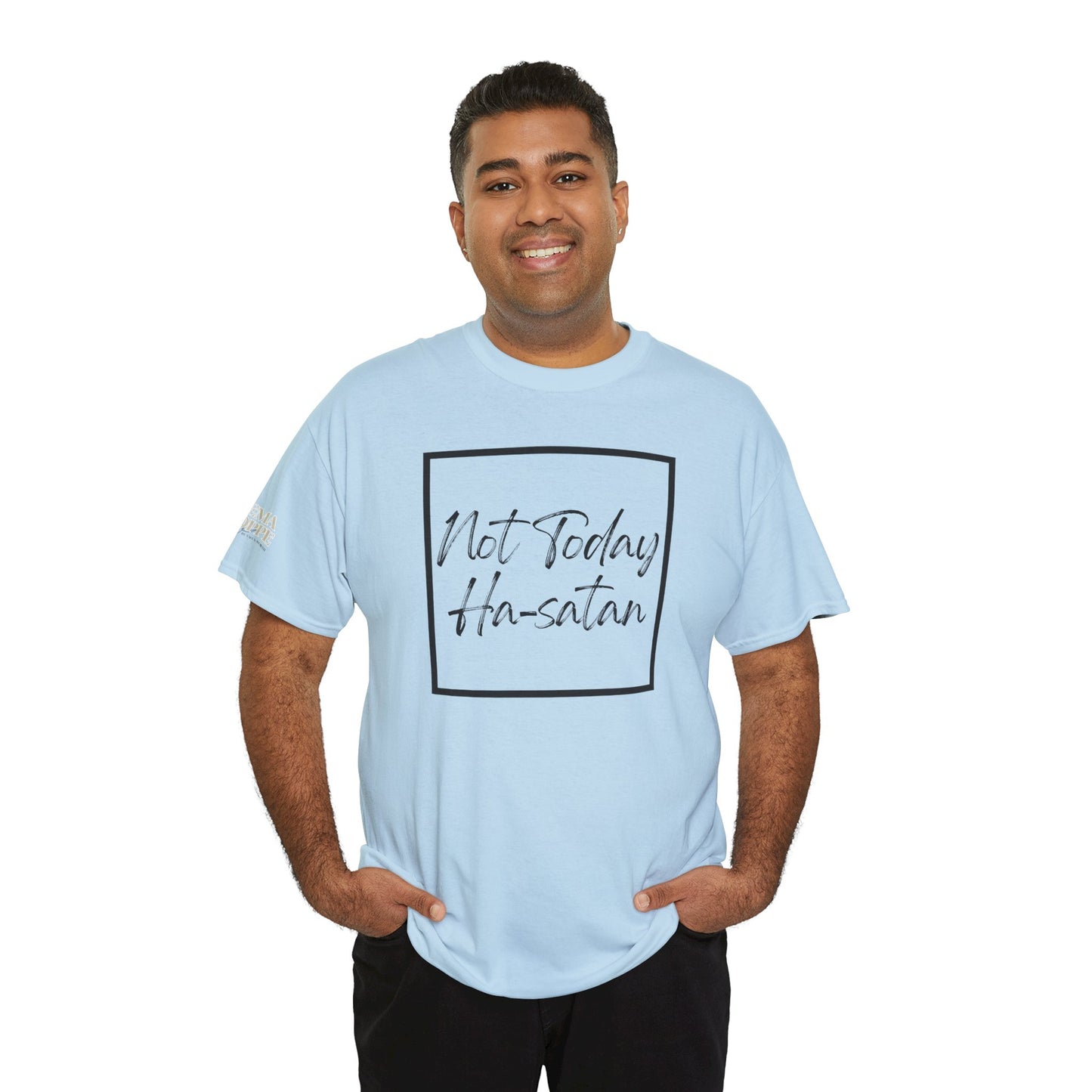 "Not Today Ha-satan" Cotton Tee Minimal Script Graphic Tee