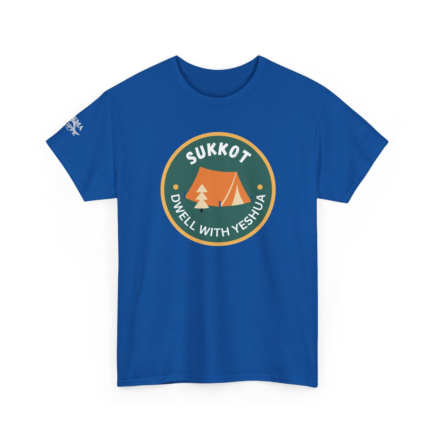 Sukkot Camping Tee — “Dwell With Yeshua” Biblical Feast T‑Shirt