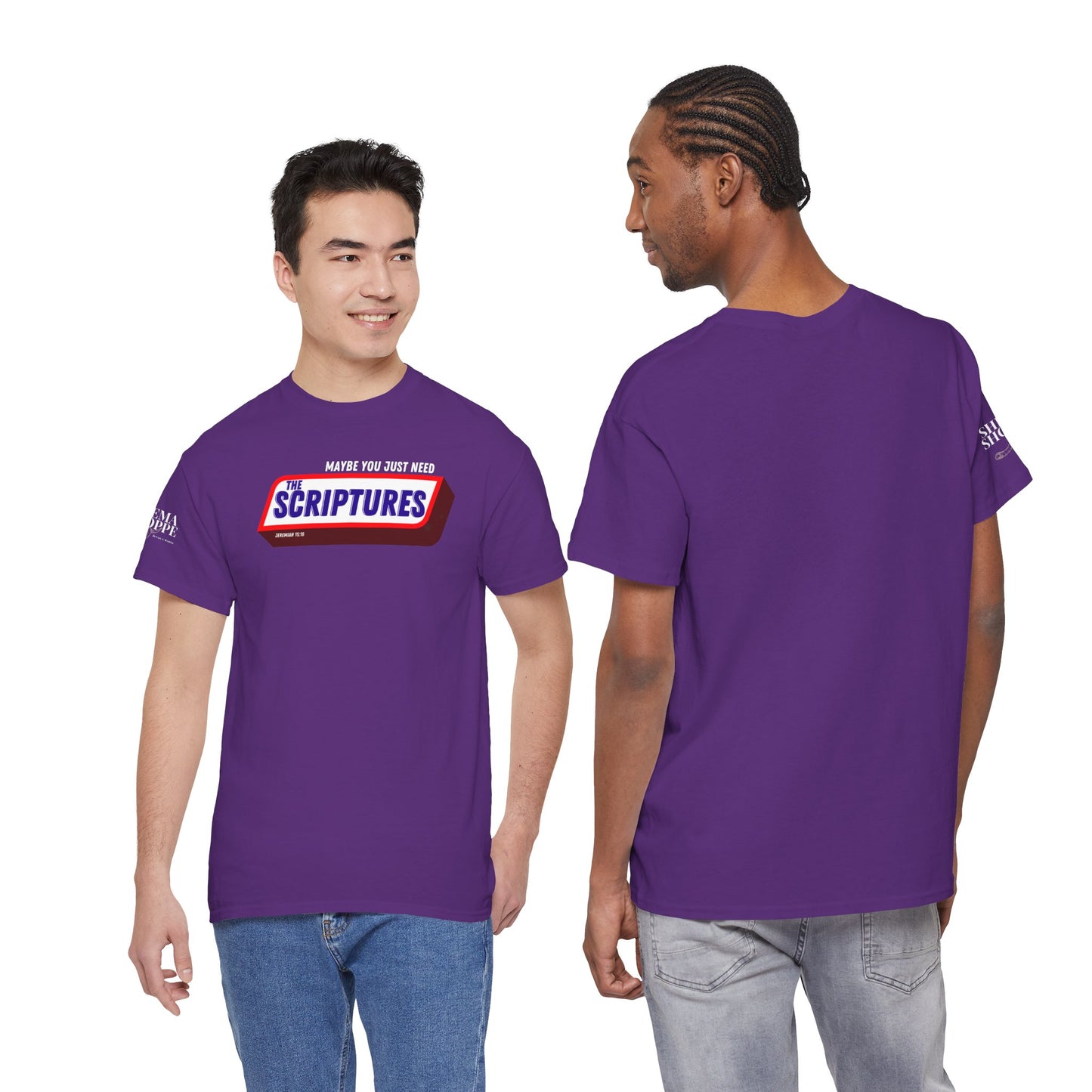 Scriptures Satisfy Heavy Cotton Tee Bible Humor