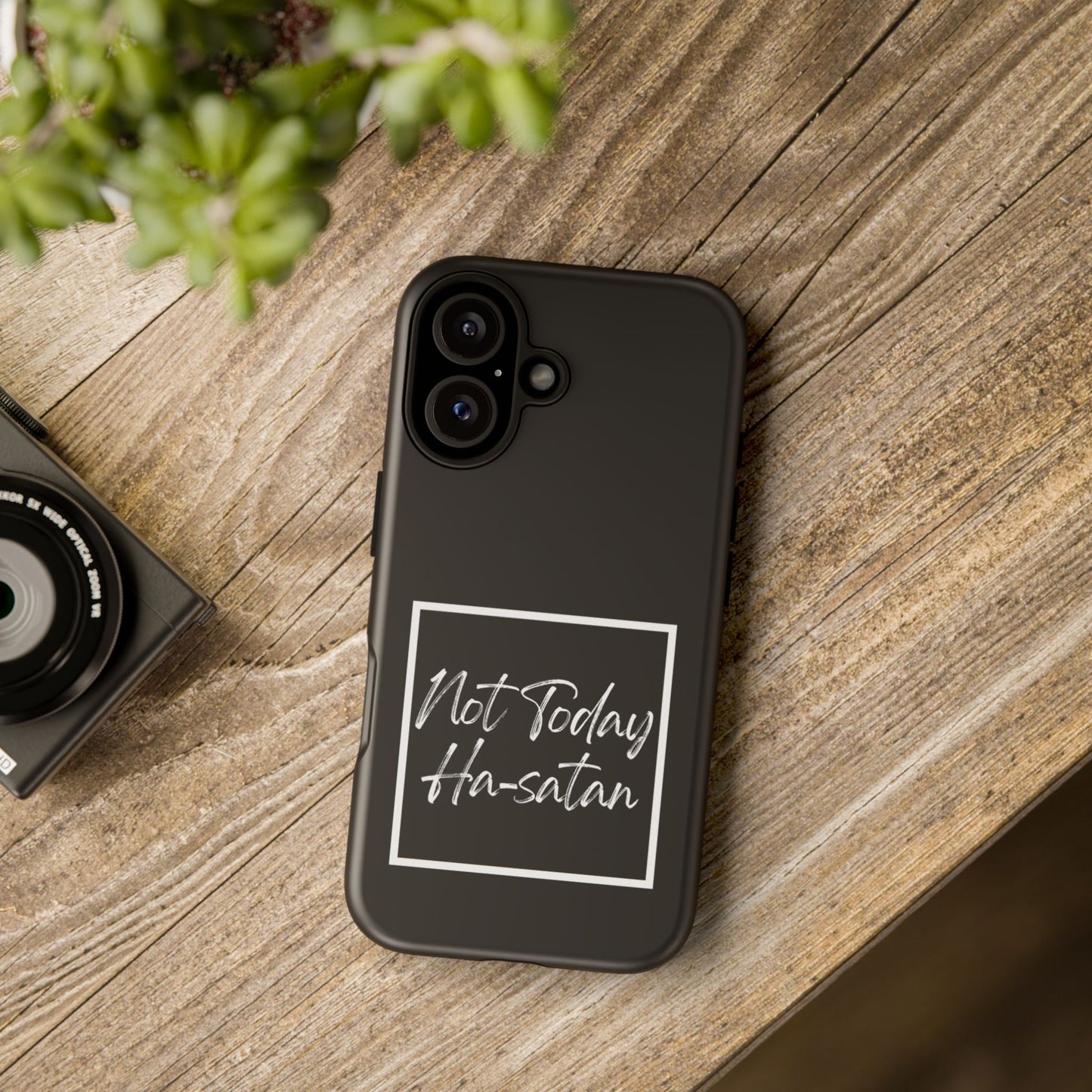 Phone Case- “Not Today Ha-satan” Black Tough Protective Cover Hebrew Humor
