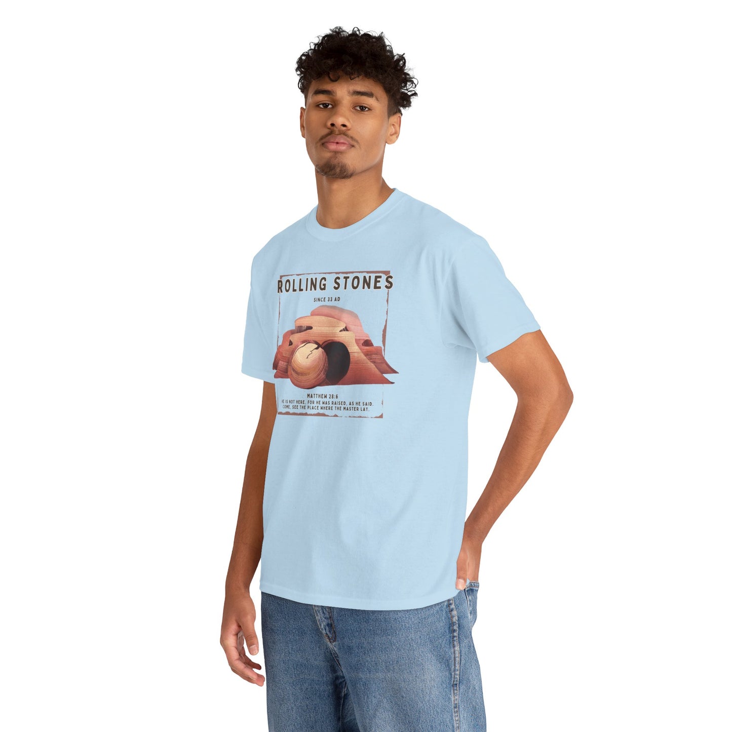 Rolling Stones Since 33 AD Biblical Graphic Tee — "Hebrew Hahas" Vintage Faith Shirt