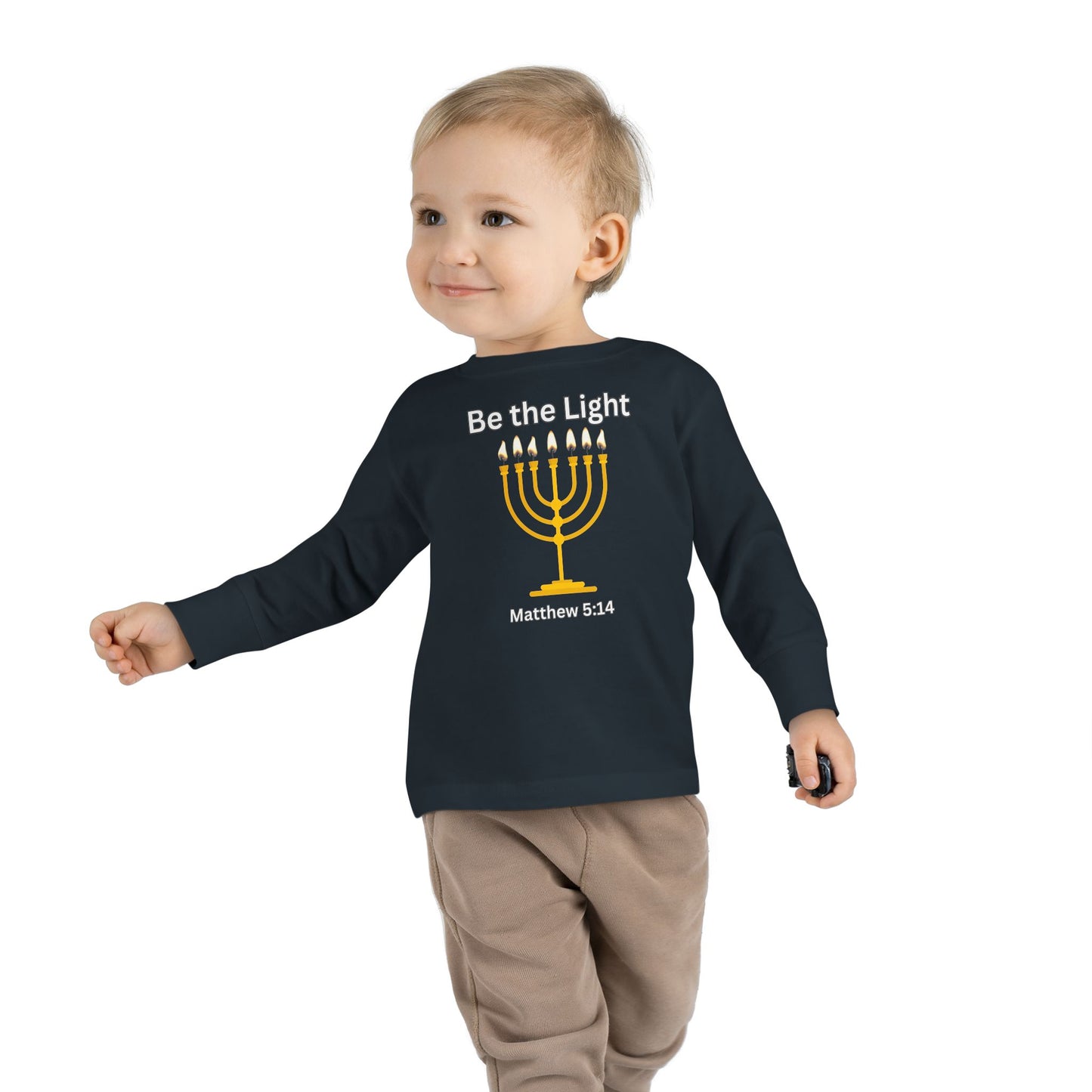 Be the Light Menorah Toddler Long Sleeve Tee