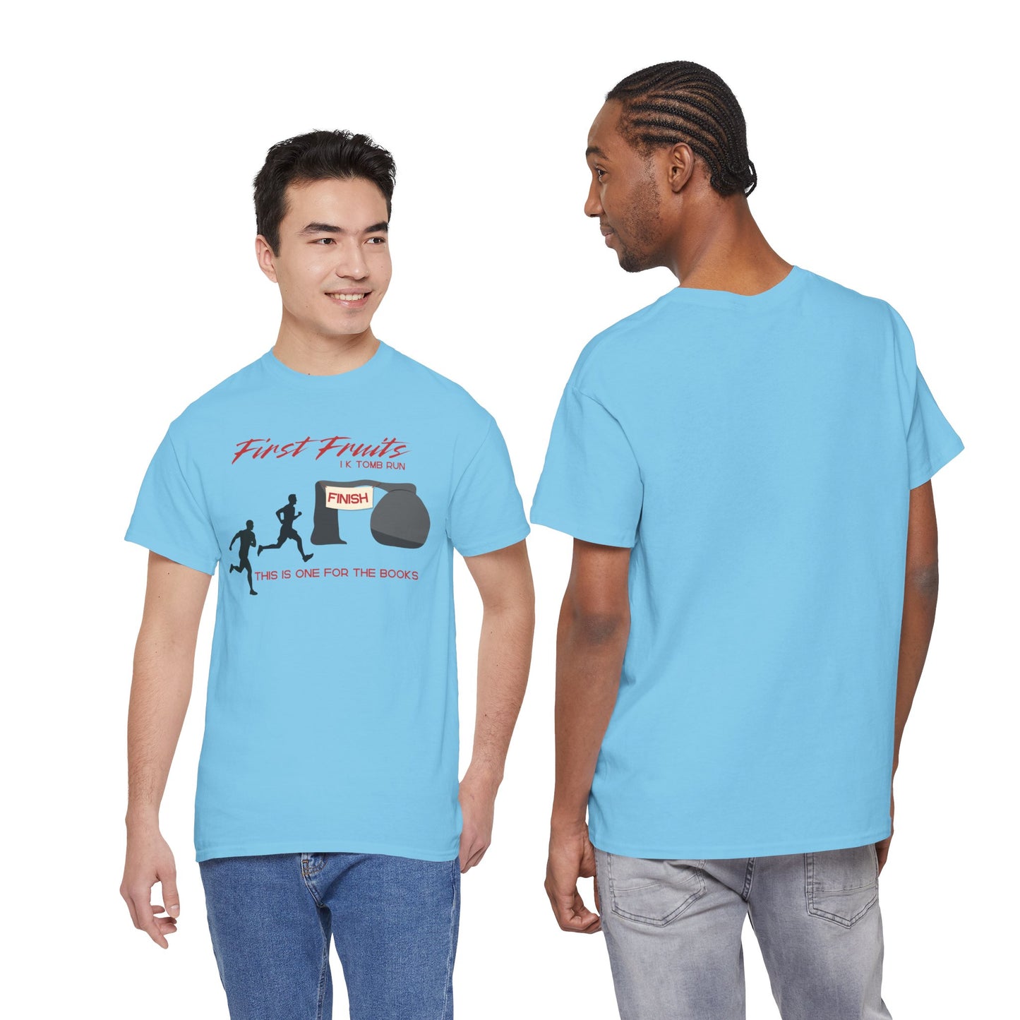 First Fruits 1k Tomb Run Unisex Tee - Funny Biblical Design