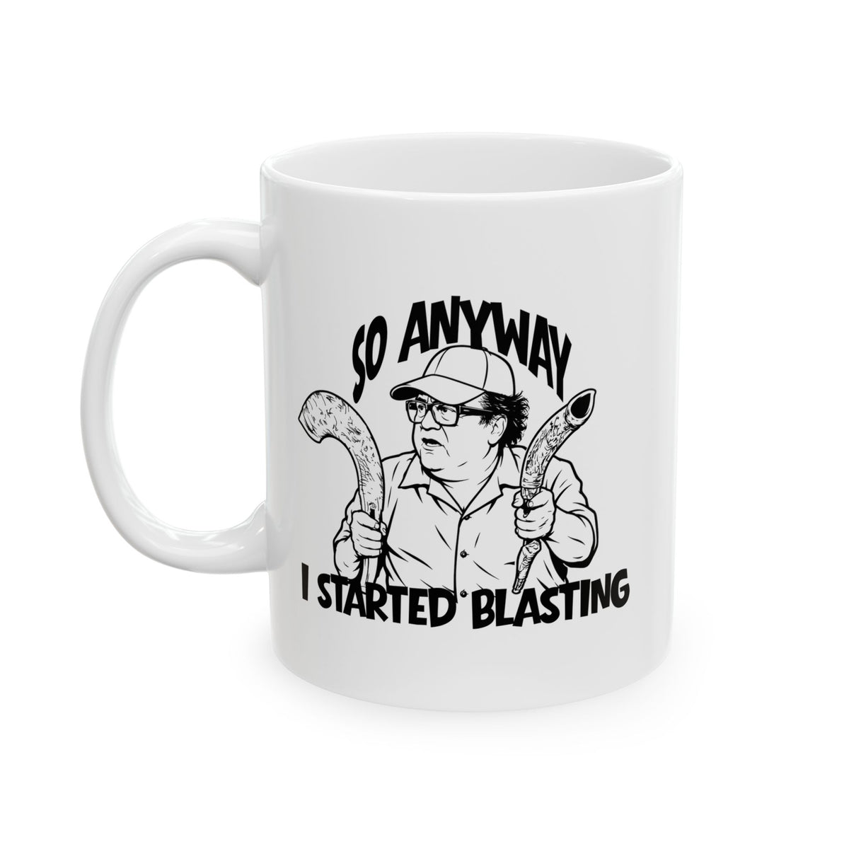 Funny Shofar Meme Mug — "I Started Blasting" Ceramic Mug (11oz & 15oz)