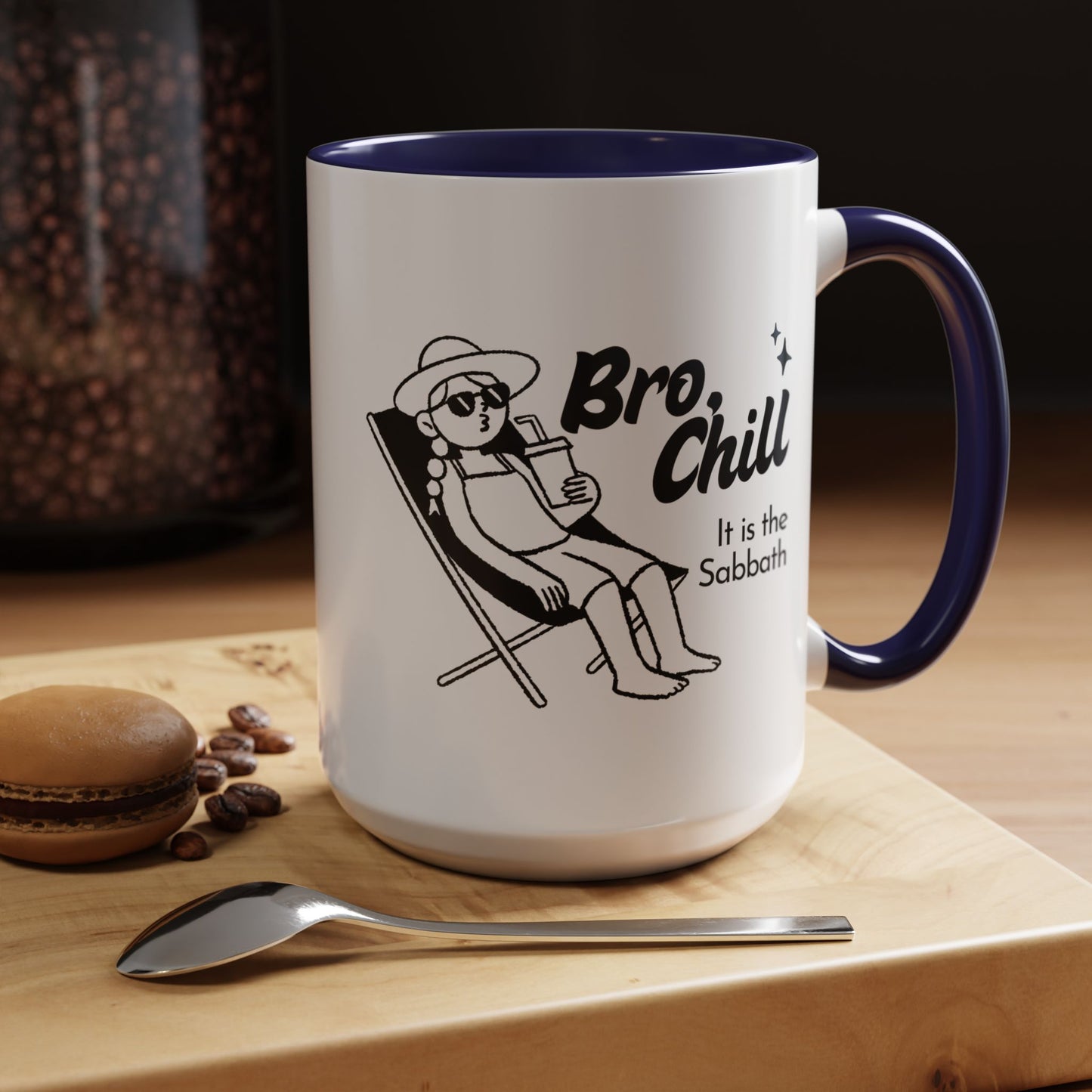 Bro, Chill Shabbat Themed Accent Coffee Mug, Relaxation Gift, Coffee Lover Gift, Cute Mug for Friends, Fun Coffee Cup