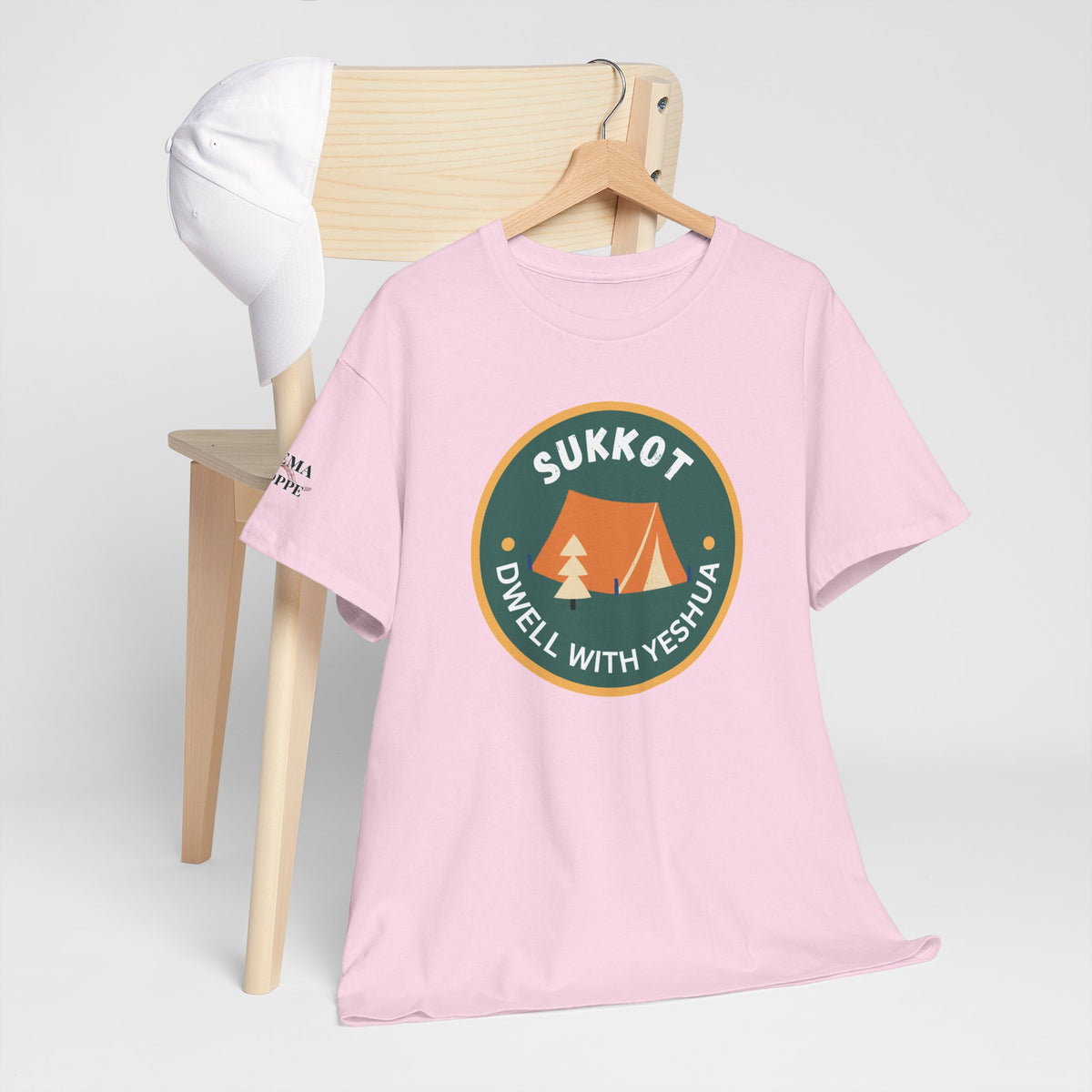 Sukkot Camping Tee — “Dwell With Yeshua” Biblical Feast T‑Shirt