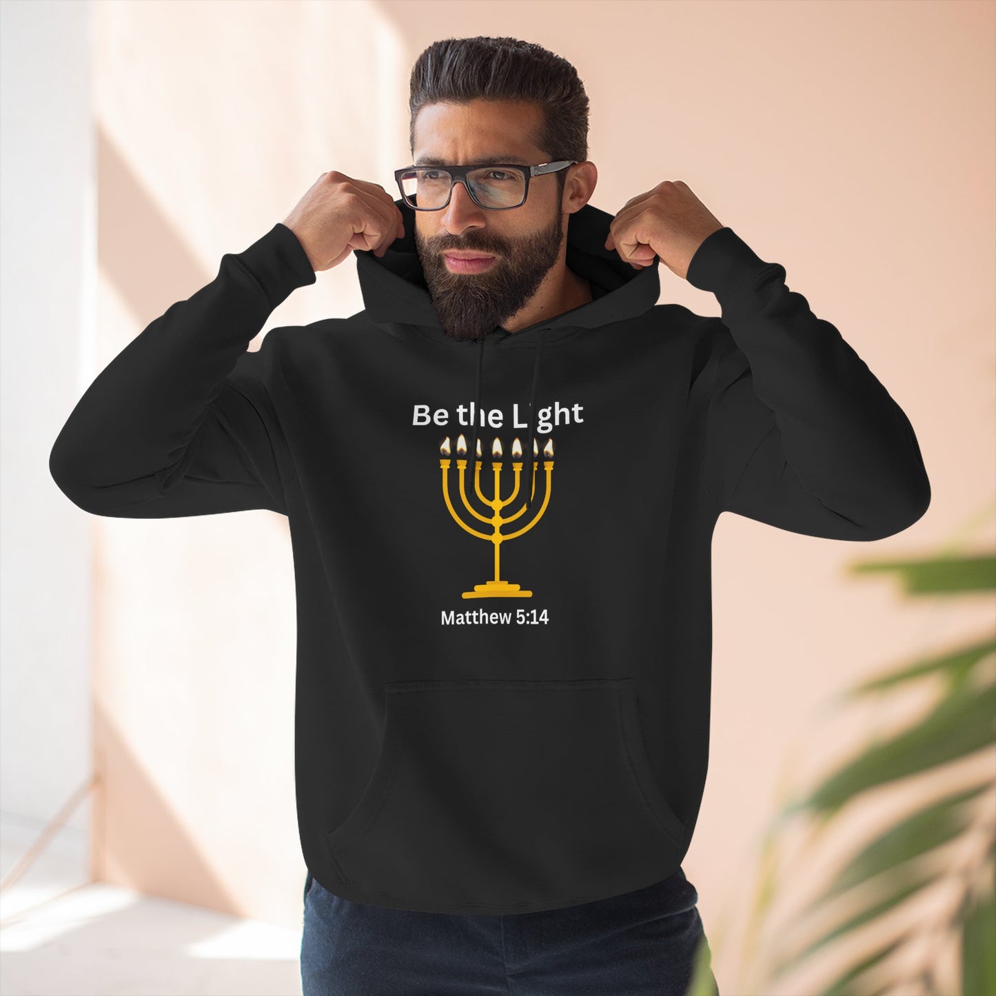 Be The Light Menorah Three-Panel Fleece Hoodie