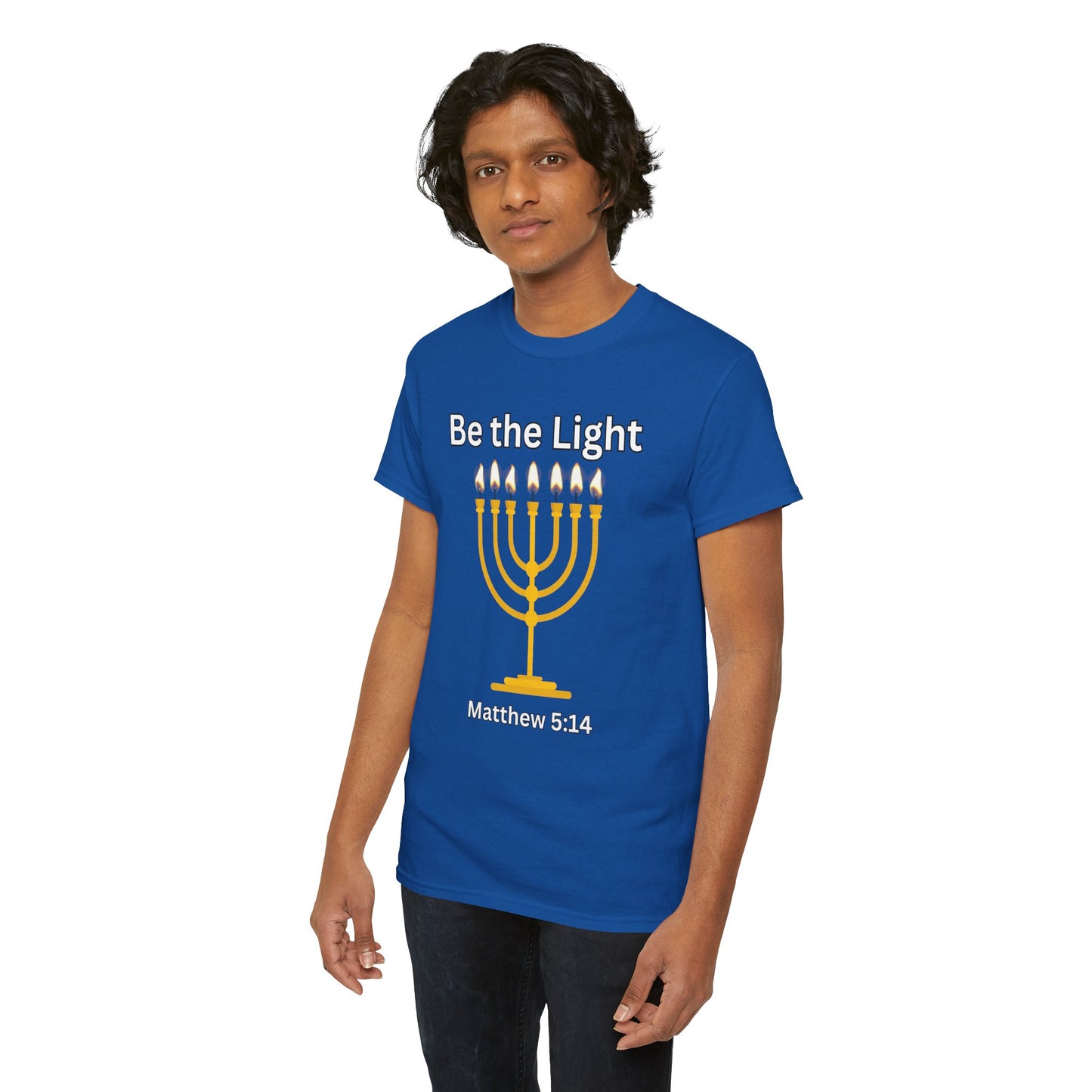 Be the Light Menorah: Unisex Heavy Cotton Tee Matthew 5:14