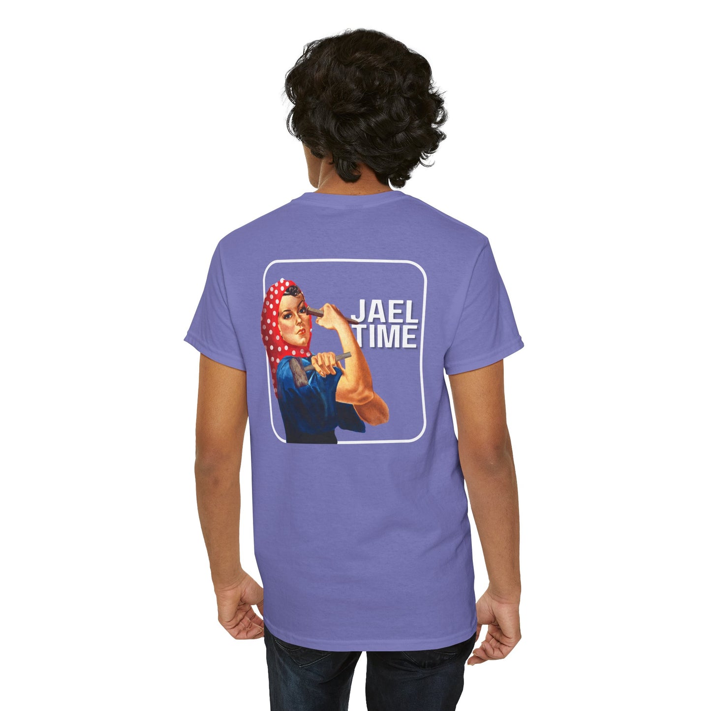 'Jael Time' Humorous Bible Story T-Shirt with Tent Peg and Hammer Design Cotton Tee
