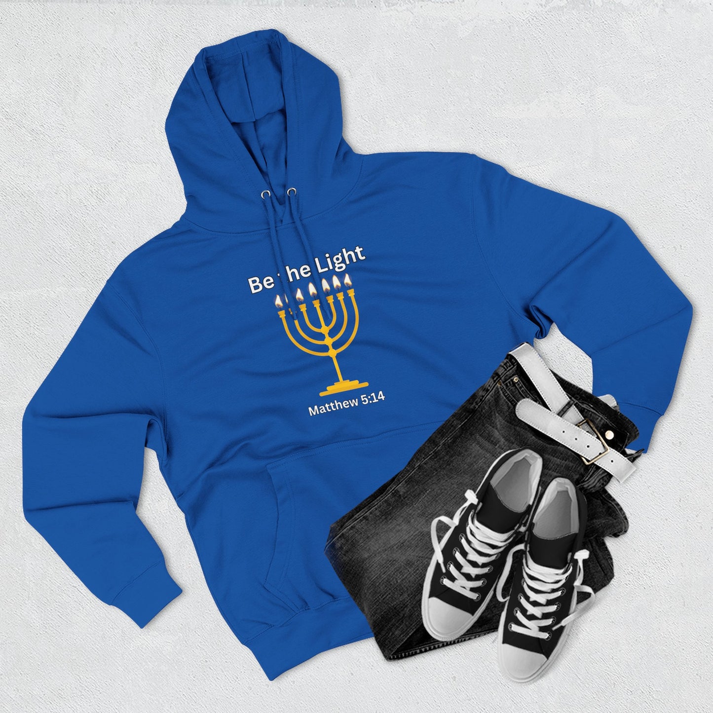 Be The Light Menorah Three-Panel Fleece Hoodie