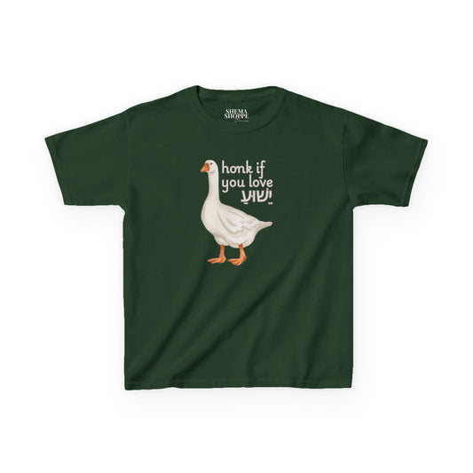 Kids Tee Honk if you Love Yeshua - Goose Print
