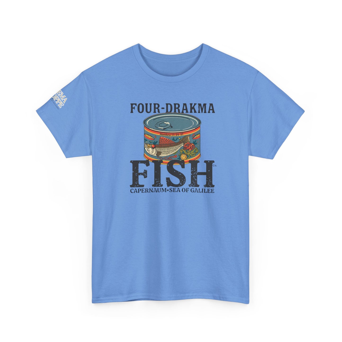 Vintage Four-Drachma Fish Co Matthew 17:24-27 Unisex Tee for Fishermen and Bible Enthusiasts