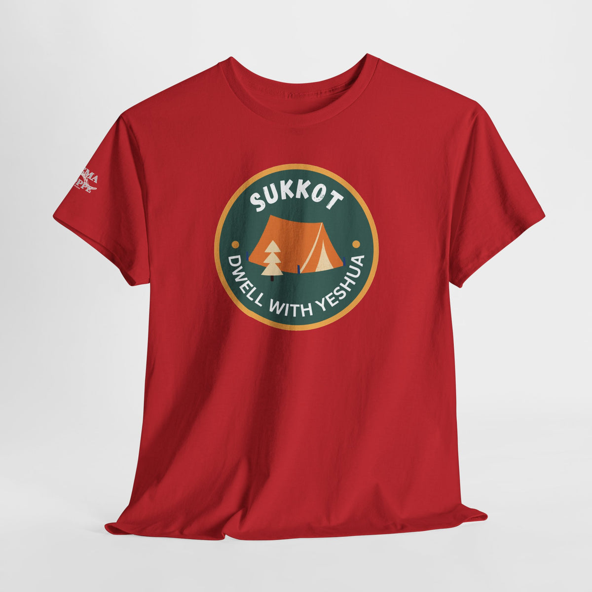 Sukkot Camping Tee — “Dwell With Yeshua” Biblical Feast T‑Shirt