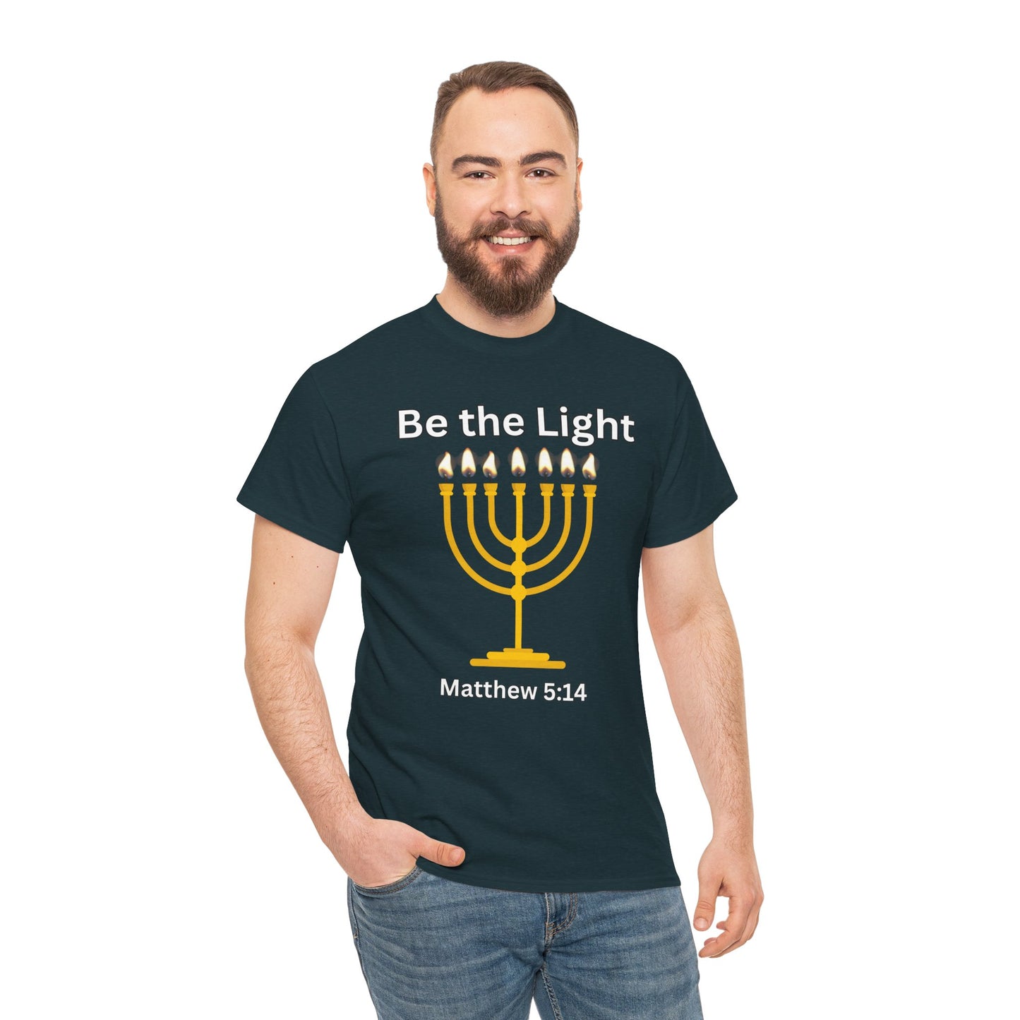 Be the Light Menorah: Unisex Heavy Cotton Tee Matthew 5:14