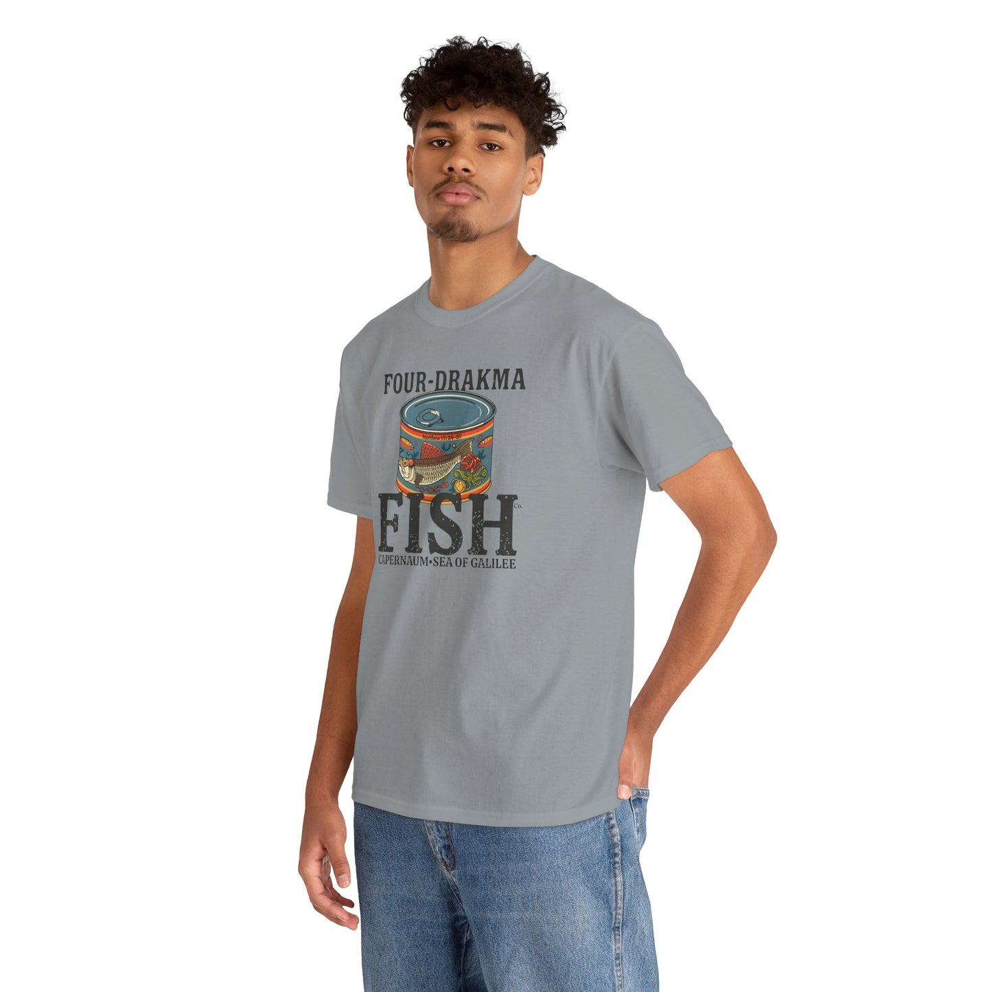 Vintage Four-Drachma Fish Co Matthew 17:24-27 Unisex Tee for Fishermen and Bible Enthusiasts
