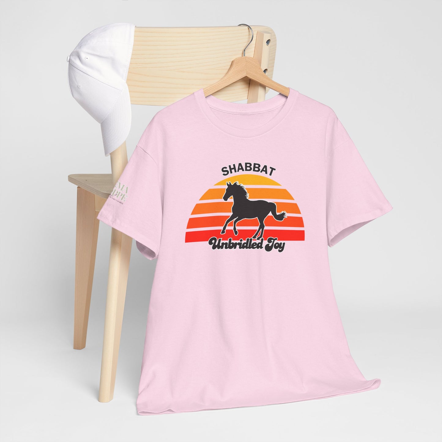 Shabbat Unbridled Joy Tee — Retro Horse Sabbath Sunset T‑Shirt