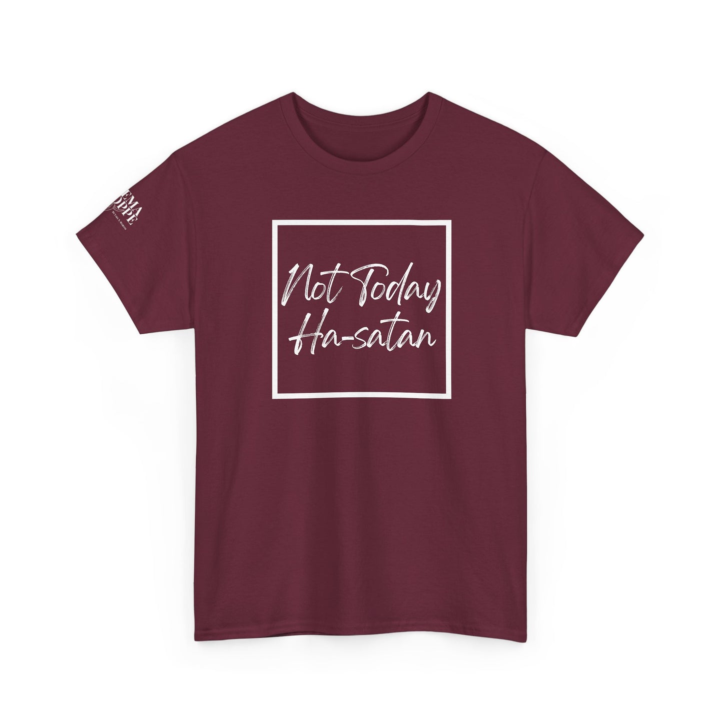 "Not Today Ha-satan" Cotton Tee Minimal Script Graphic Tee