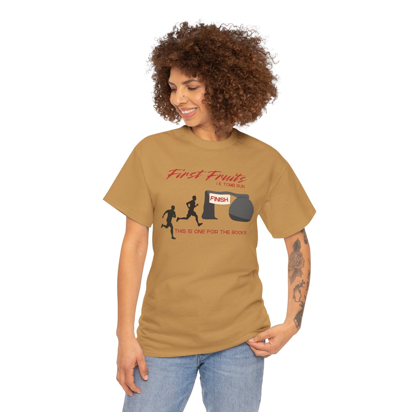 First Fruits 1k Tomb Run Unisex Tee - Funny Biblical Design