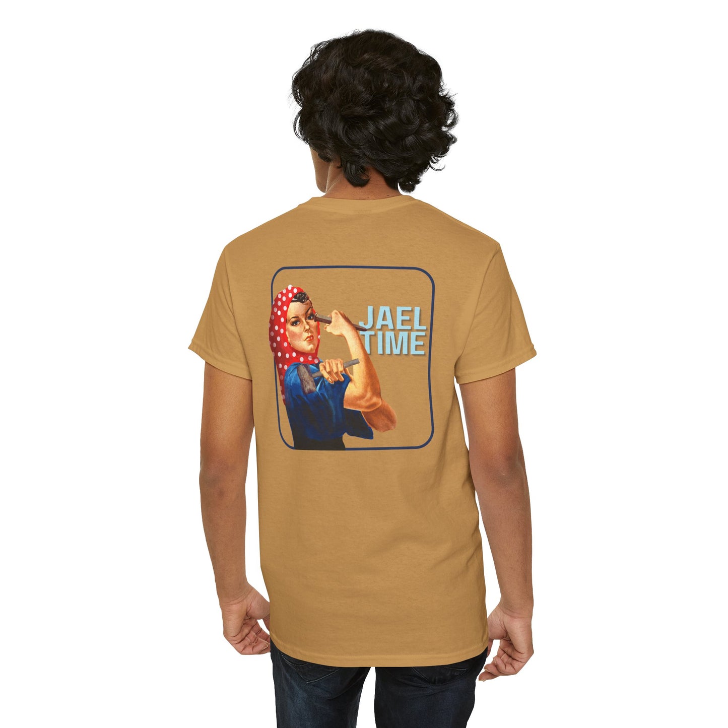 'Jael Time' Humorous Bible Story T-Shirt with Tent Peg and Hammer Design Cotton Tee