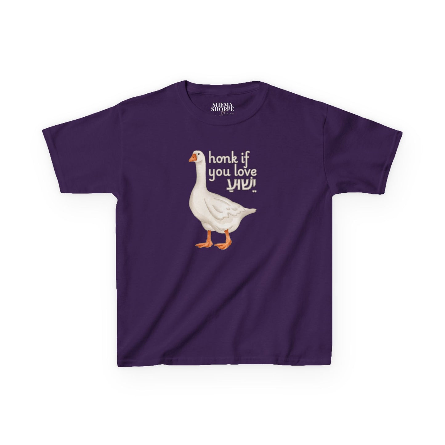 Kids Tee Honk if you Love Yeshua - Goose Print