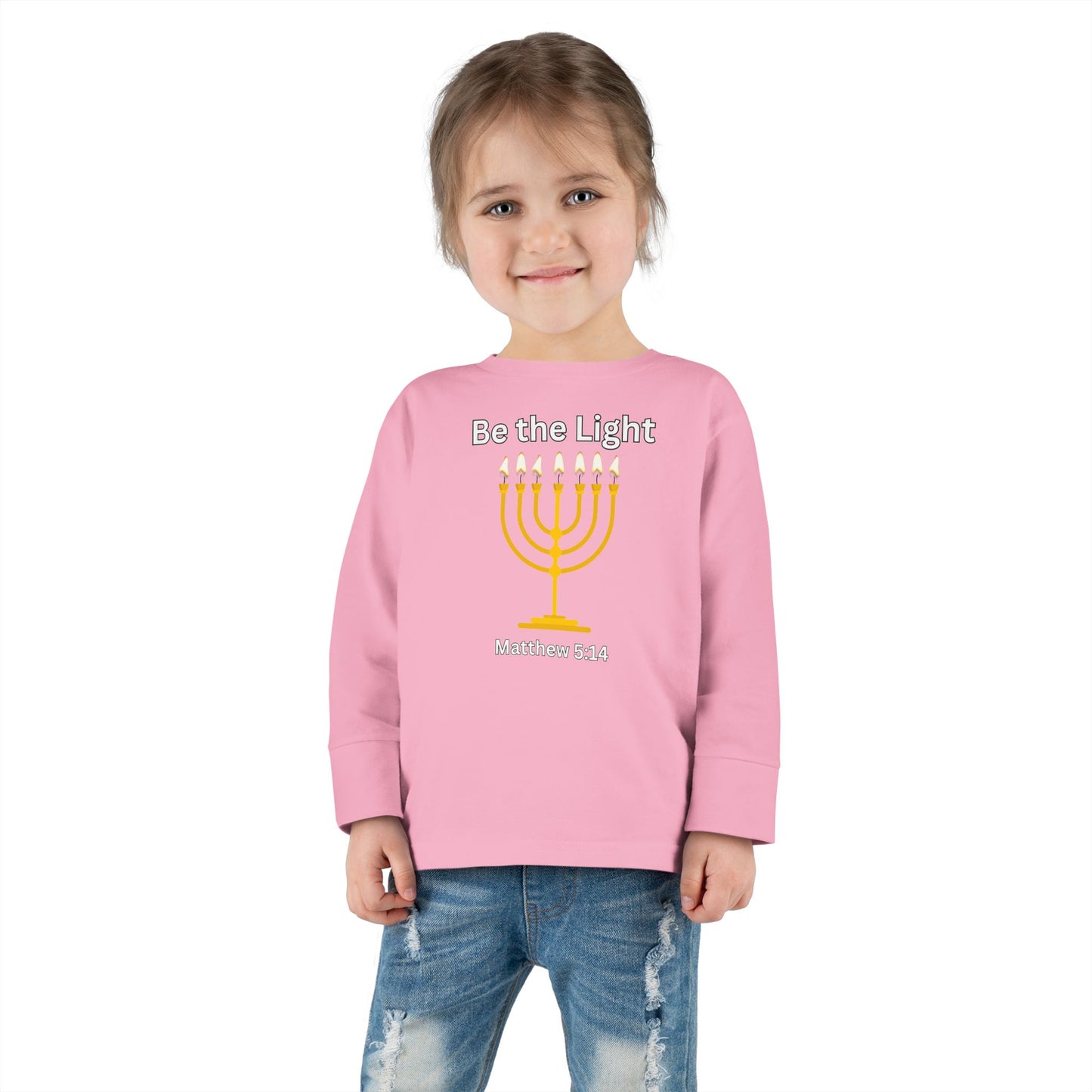 Be the Light Menorah Toddler Long Sleeve Tee
