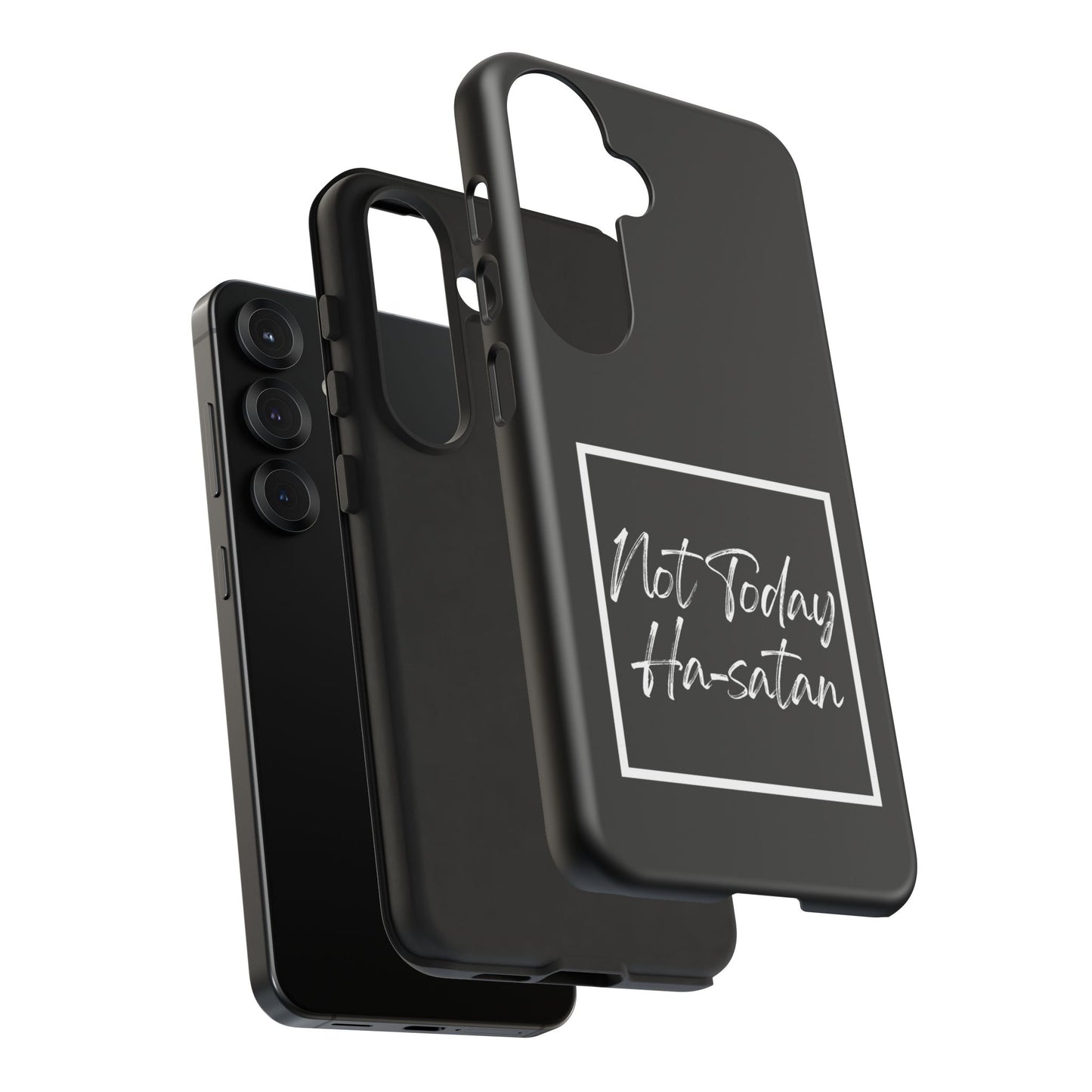 Phone Case- “Not Today Ha-satan” Black Tough Protective Cover Hebrew Humor