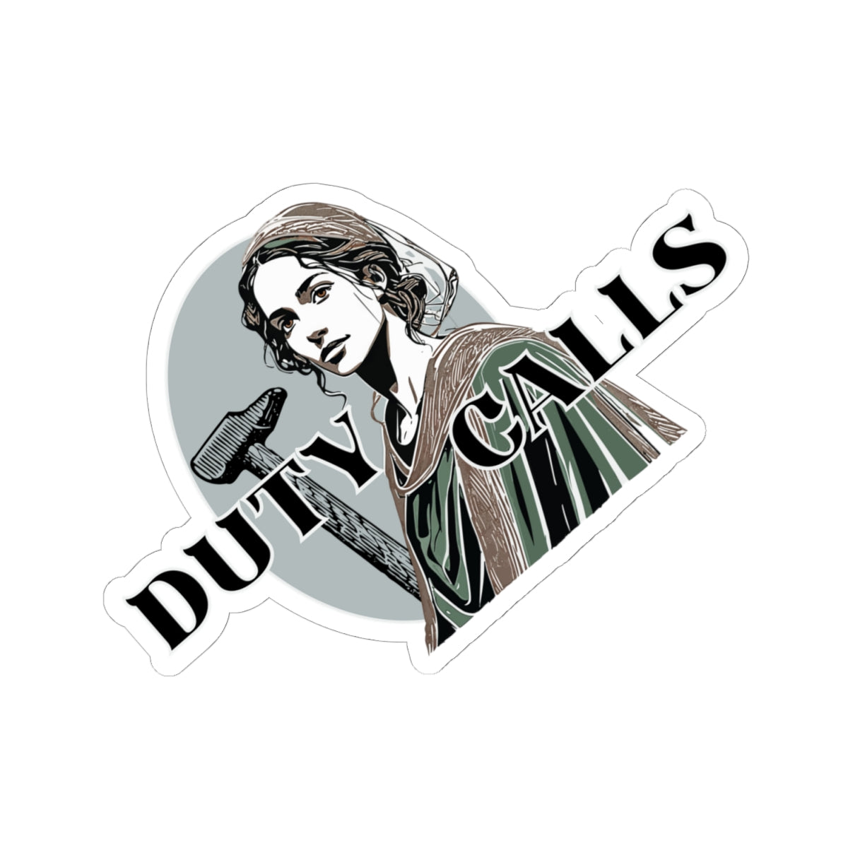 Duty Calls Sticker — Yael BIblical Heroine Laptop Kiss-Cut Decal