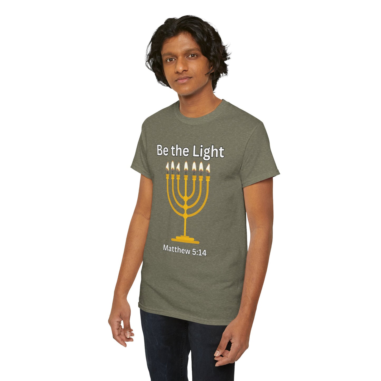 Be the Light Menorah: Unisex Heavy Cotton Tee Matthew 5:14