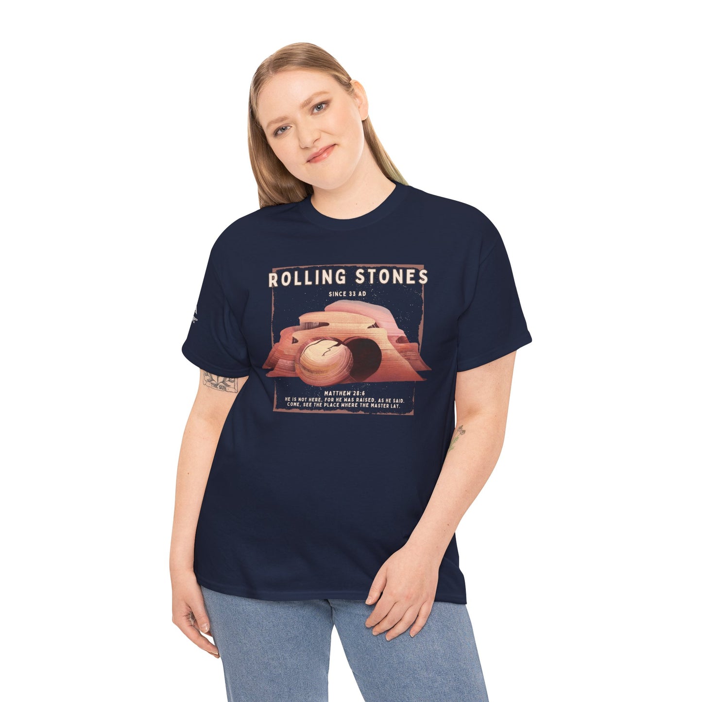 Rolling Stones Since 33 AD Biblical Graphic Tee — "Hebrew Hahas" Vintage Faith Shirt