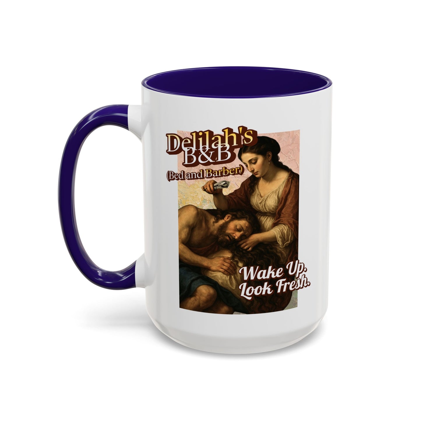 Funny Vintage Sampson Delilah's B&B Coffee Mug Bible Humor