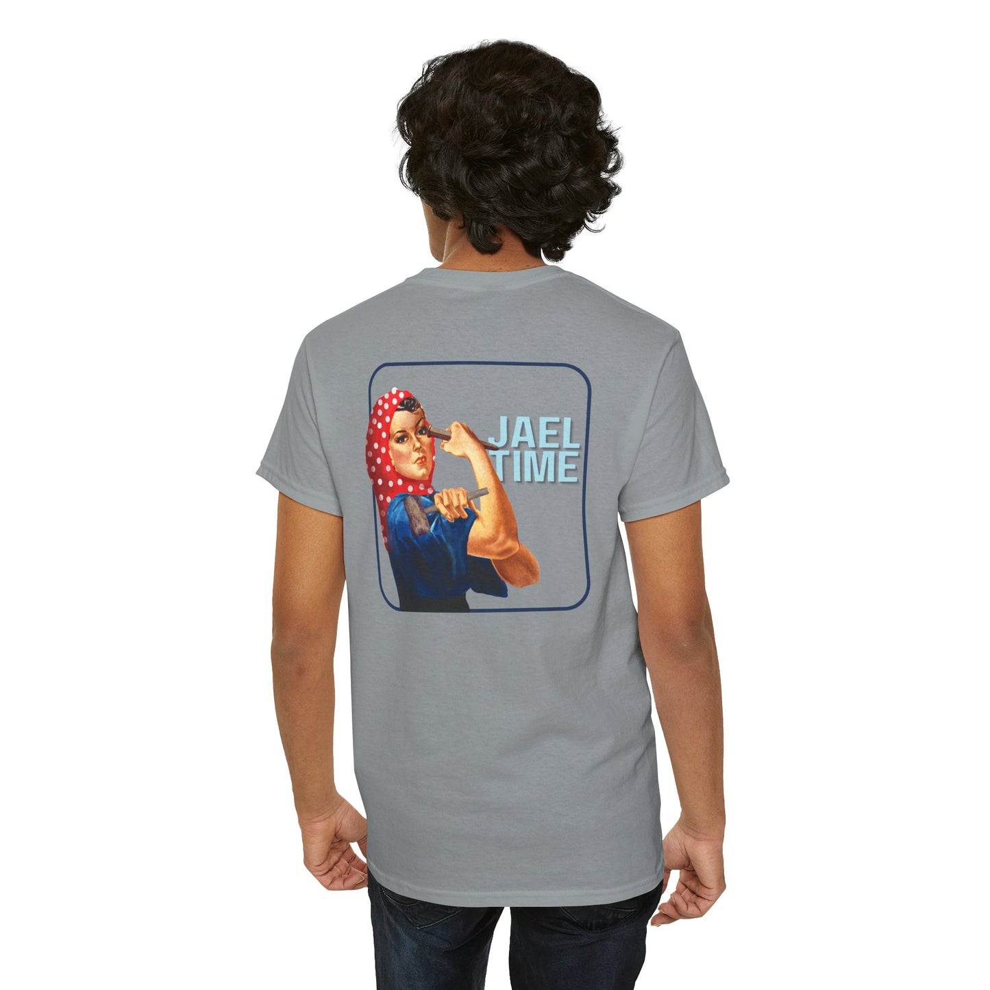'Jael Time' Humorous Bible Story T-Shirt with Tent Peg and Hammer Design Cotton Tee