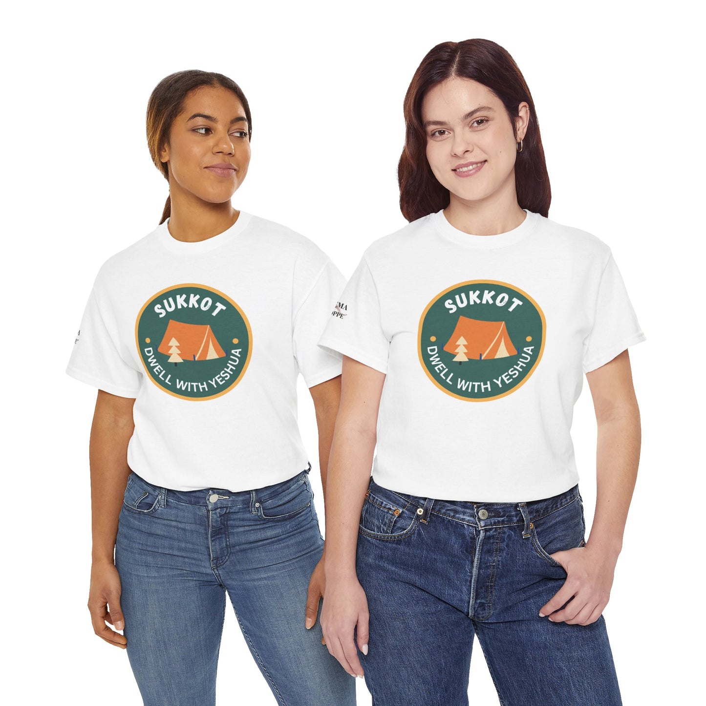 Sukkot Camping Tee — “Dwell With Yeshua” Biblical Feast T‑Shirt