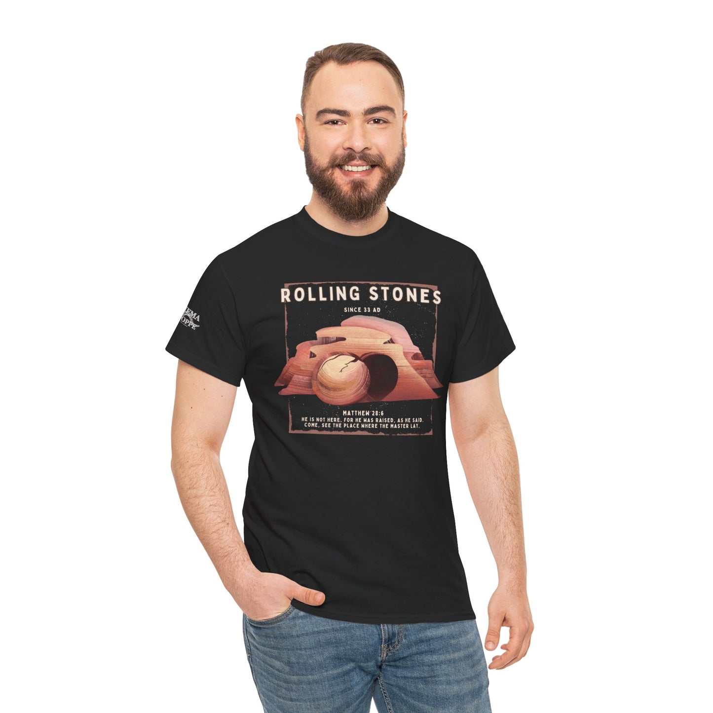 Rolling Stones Since 33 AD Biblical Graphic Tee — "Hebrew Hahas" Vintage Faith Shirt
