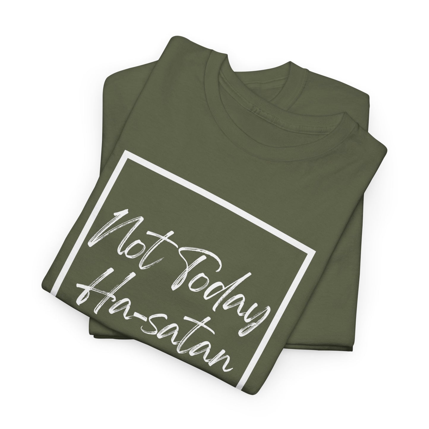 "Not Today Ha-satan" Cotton Tee Minimal Script Graphic Tee