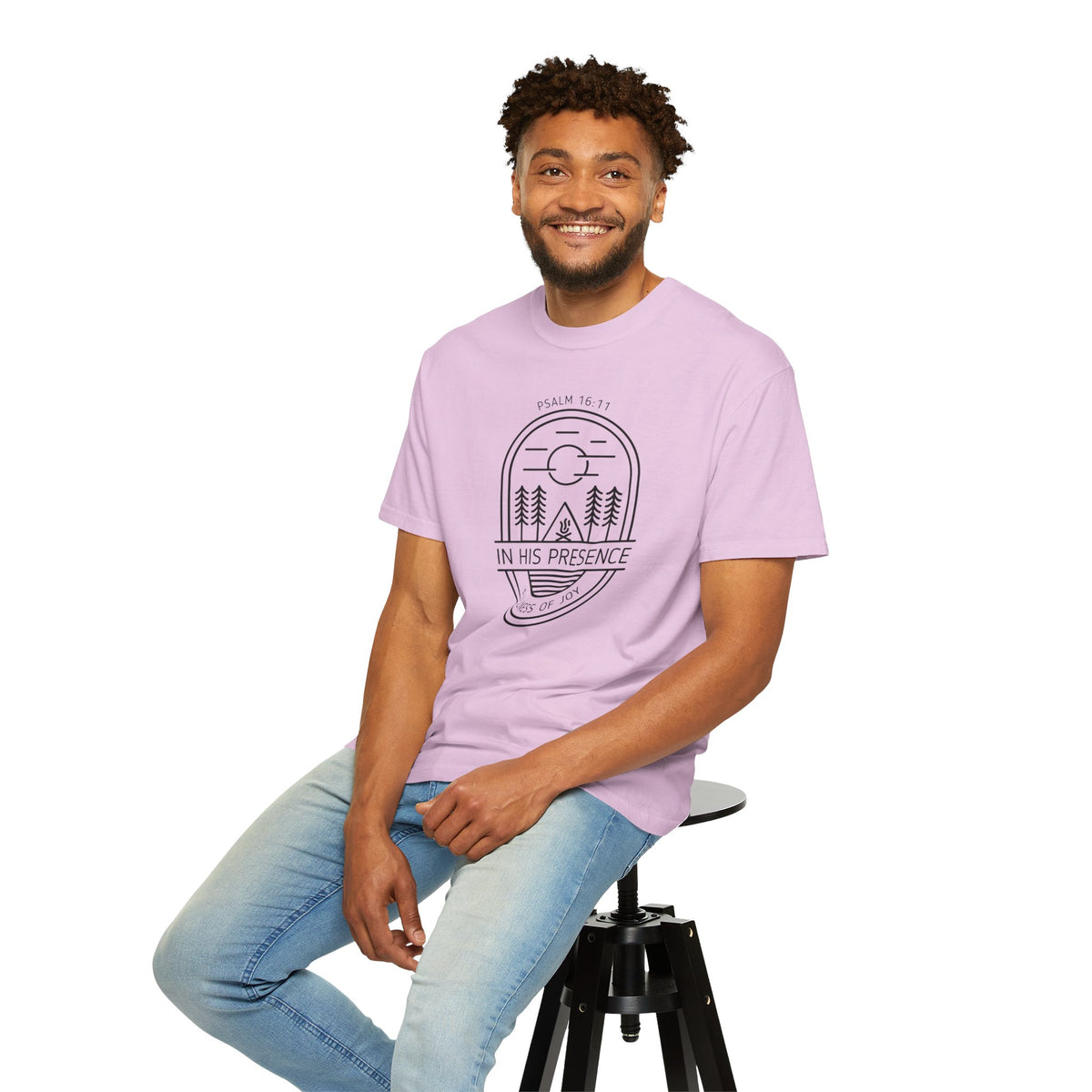 In His Presence T-Shirt — Psalm 16:11 Bible Verse Nature Comfort Colors Cotton Shirt