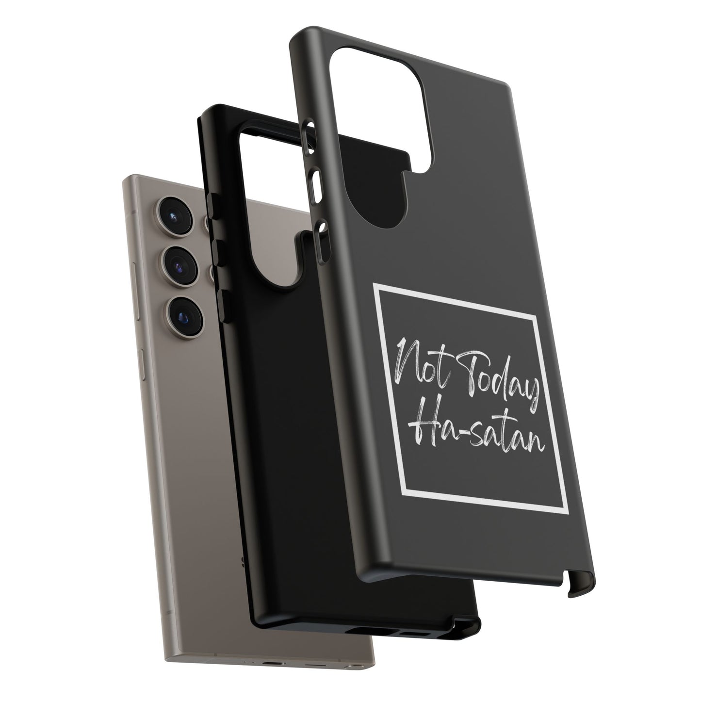 Phone Case- “Not Today Ha-satan” Black Tough Protective Cover Hebrew Humor