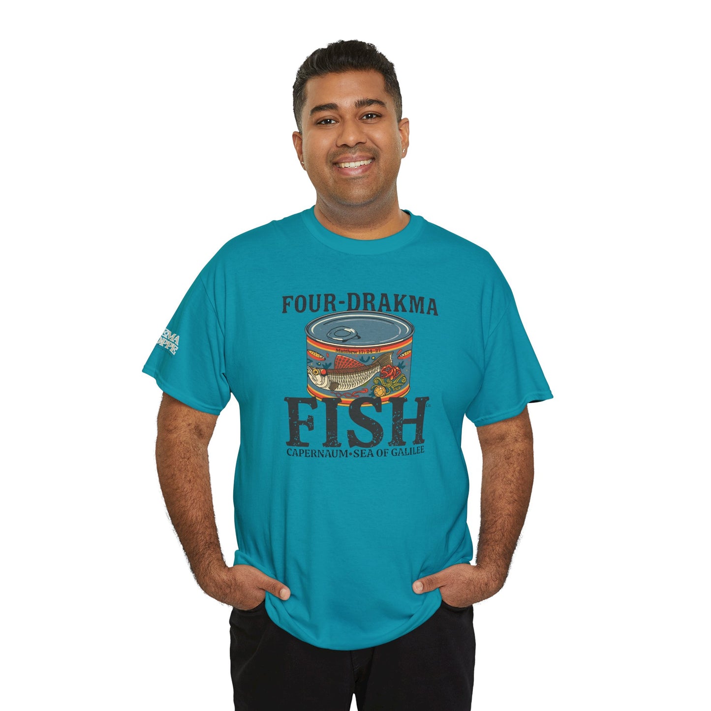 Vintage Four-Drachma Fish Co Matthew 17:24-27 Unisex Tee for Fishermen and Bible Enthusiasts
