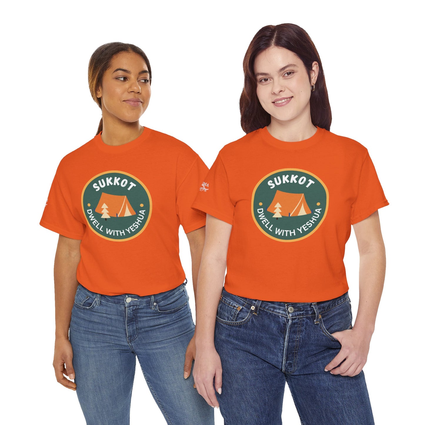 Sukkot Camping Tee — “Dwell With Yeshua” Biblical Feast T‑Shirt