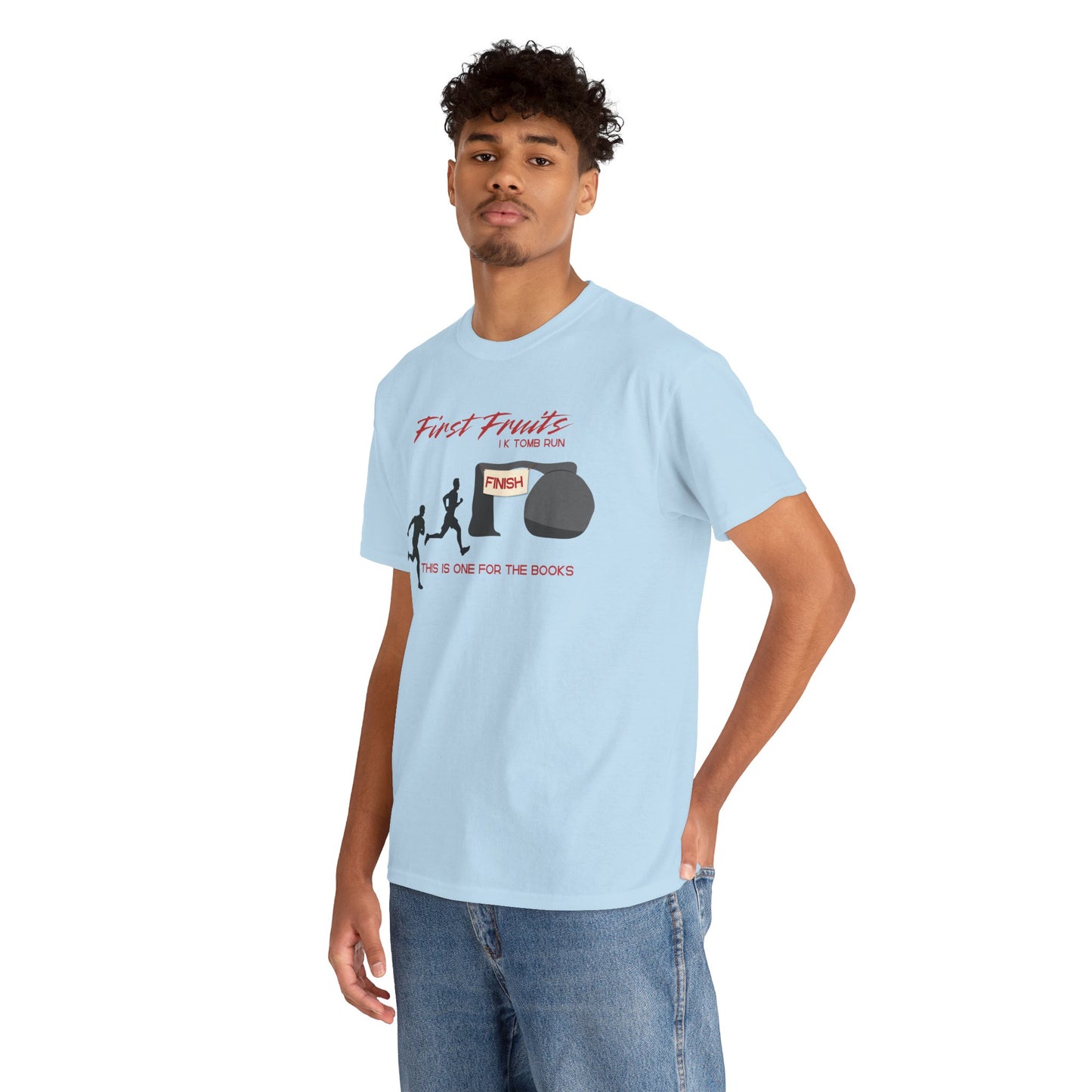 First Fruits 1k Tomb Run Unisex Tee - Funny Biblical Design