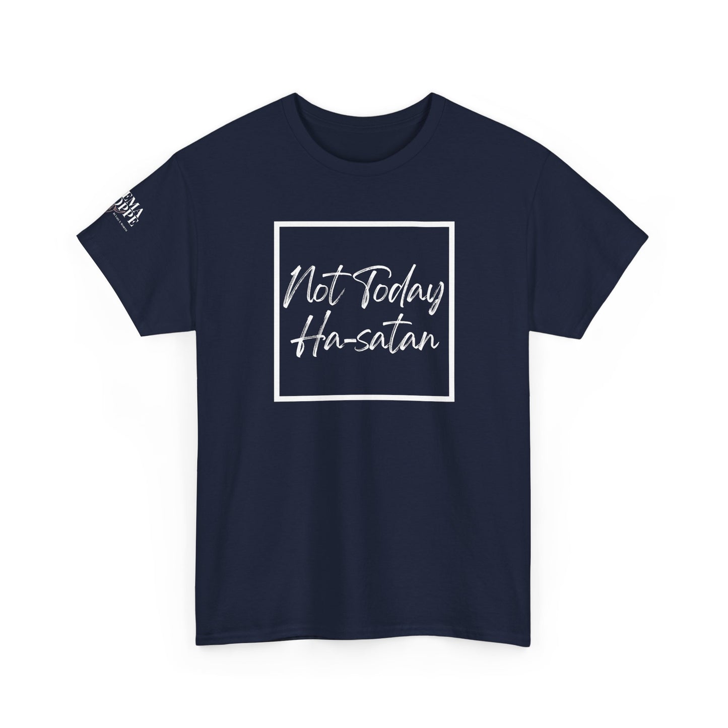 "Not Today Ha-satan" Cotton Tee Minimal Script Graphic Tee