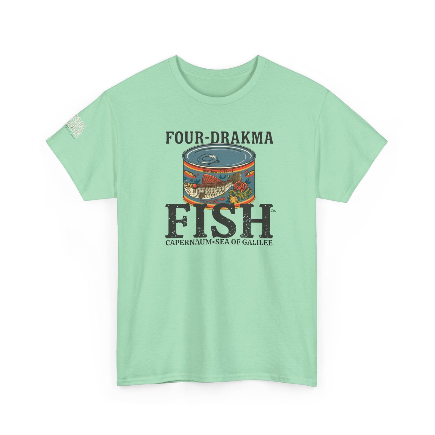 Vintage Four-Drachma Fish Co Matthew 17:24-27 Unisex Tee for Fishermen and Bible Enthusiasts