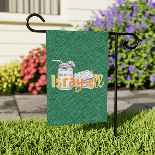 IsraY'all -All Garden Banner for Home Decor. Combo of Israel and the South. Iced teas and Matzoh bread.