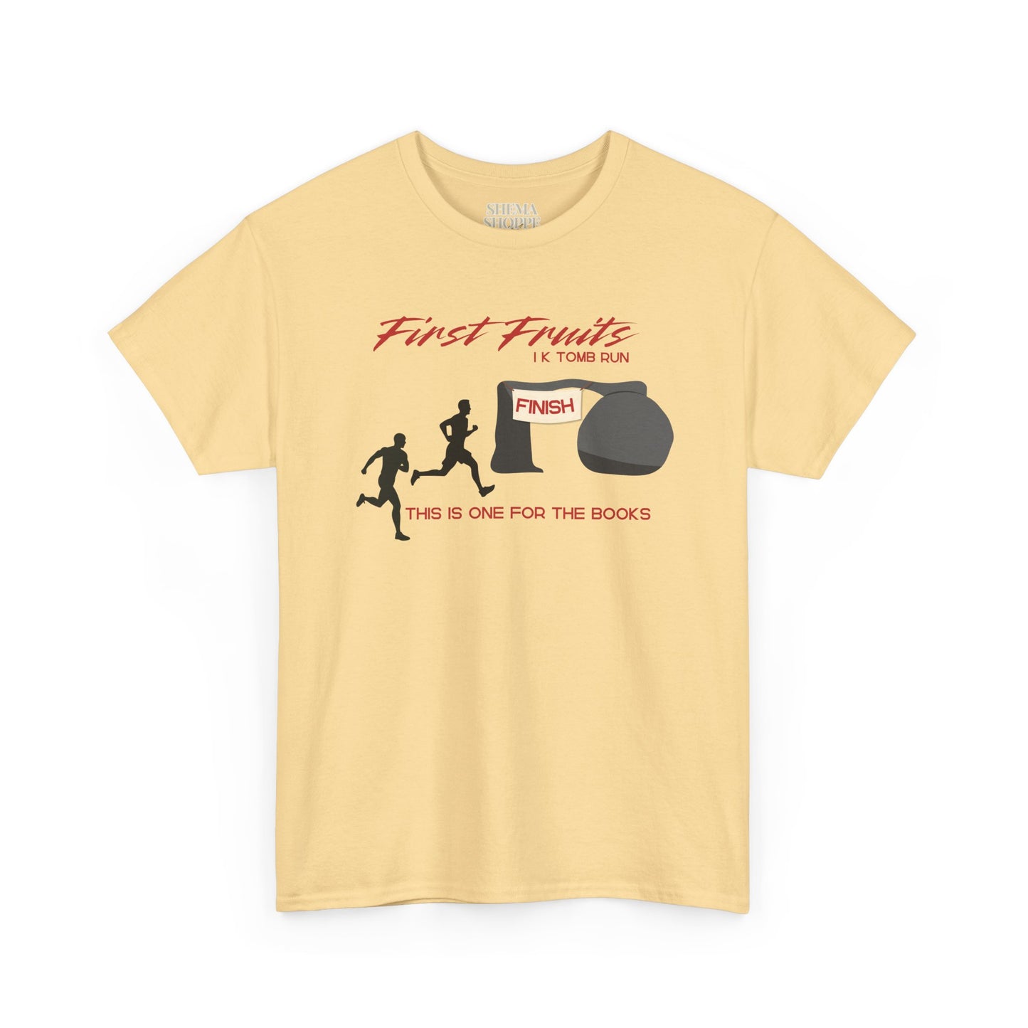 First Fruits 1k Tomb Run Unisex Tee - Funny Biblical Design