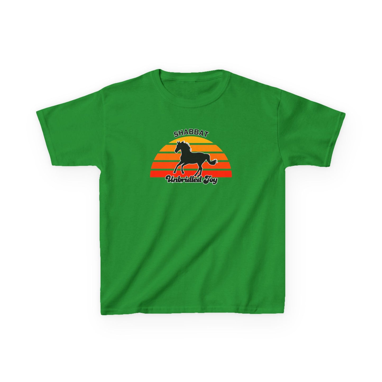 Kids T‑Shirt — 'Shabbat Unbridled Joy' Horse Sunset Graphic