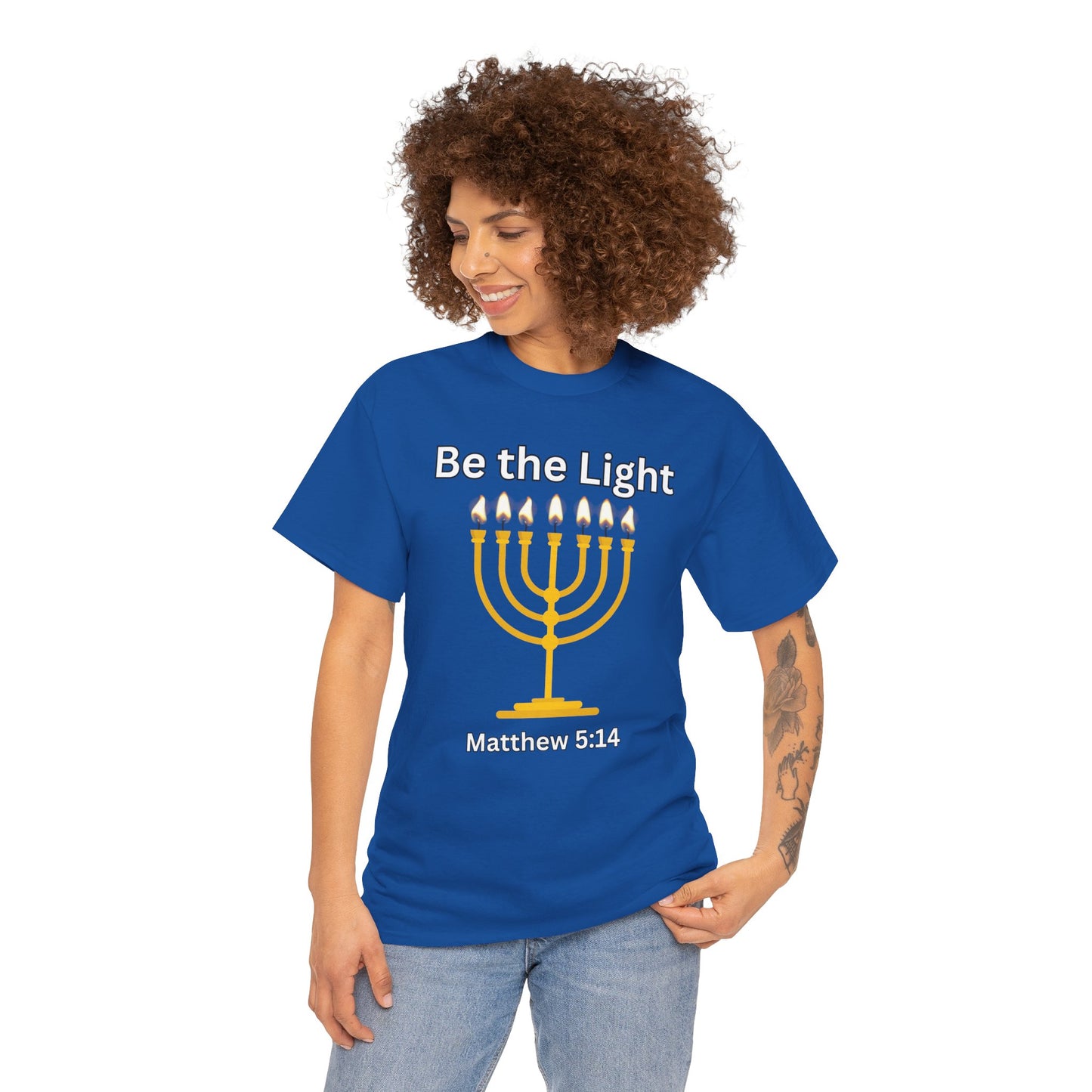 Be the Light Menorah: Unisex Heavy Cotton Tee Matthew 5:14