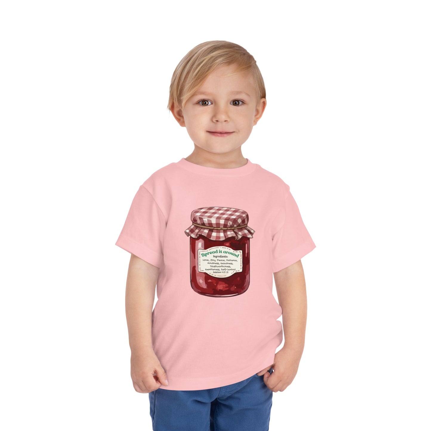 Fruit Of The Spirit "Spread it around" Jam Jar Toddler Tee — Cute Fruit Preserves Graphic Shirt For Bible Kids